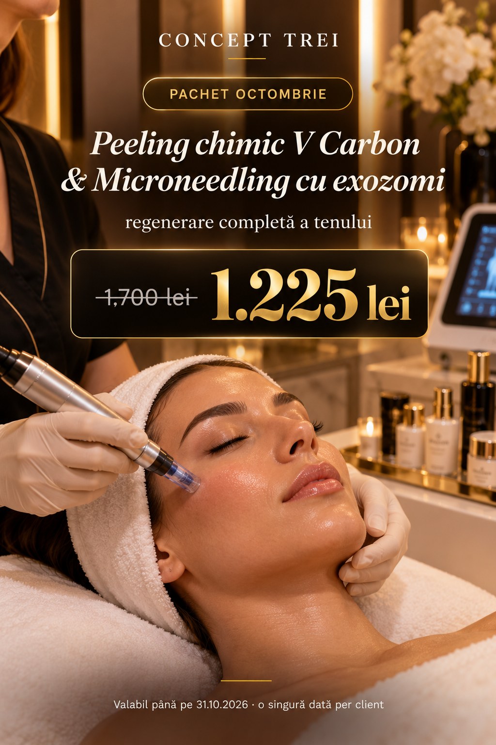 Pachet Peeling Chimic V Carbon + Microneedling cu exozomi V Tech