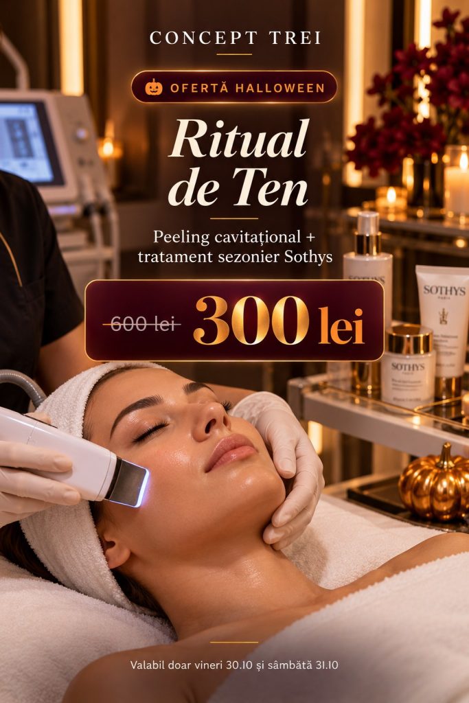 Ritual de ten – ofertă Halloween: peeling cavitațional + tratament sezonier Sothys, 300 lei în loc de 600 lei